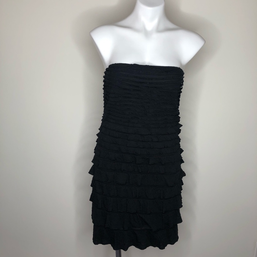 Express Strapless Black Ruffle Dress Size Medium